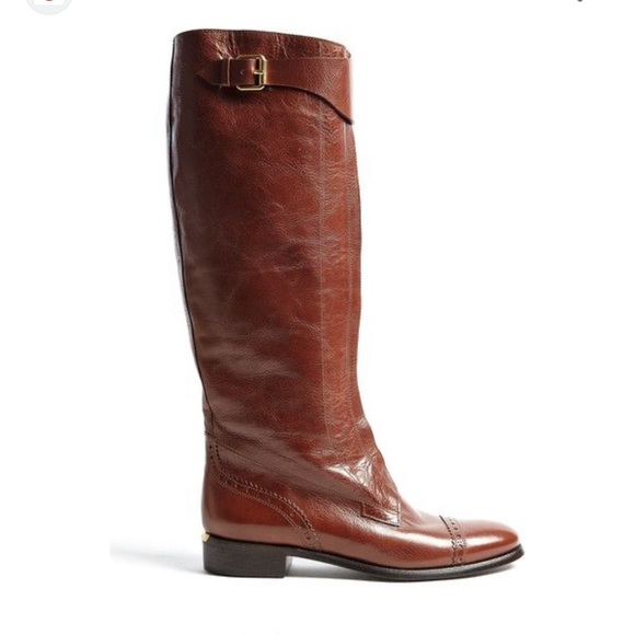 Burberry Oxford Drayon Equestrian Brown Leather Boots. Size 39.5 Appr. 9US - Picture 1 of 13